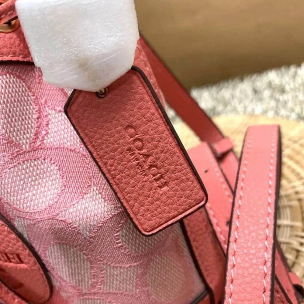 coach Mini Dempsey Bucket Bag In Signature Jacquard With Stripe And Coach Patch - Picture 3 of 8